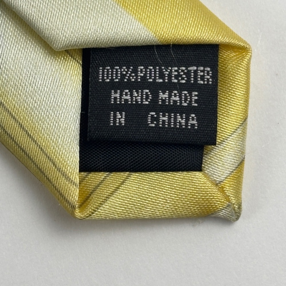 Bruno Conte Tie Mens OS Yellow Geometric Art Deco Hand Made Polyester Art Deco - Picture 3 of 6